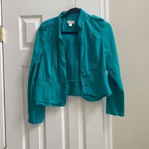 Cute teal Ann Taylor Loft Crop Jacket